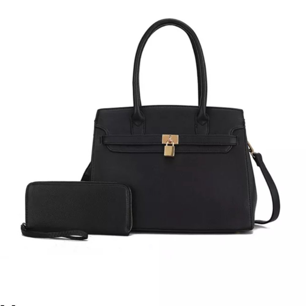 Bruna Satchel Bag with a Matching Wallet by Mia K- NEVER USED